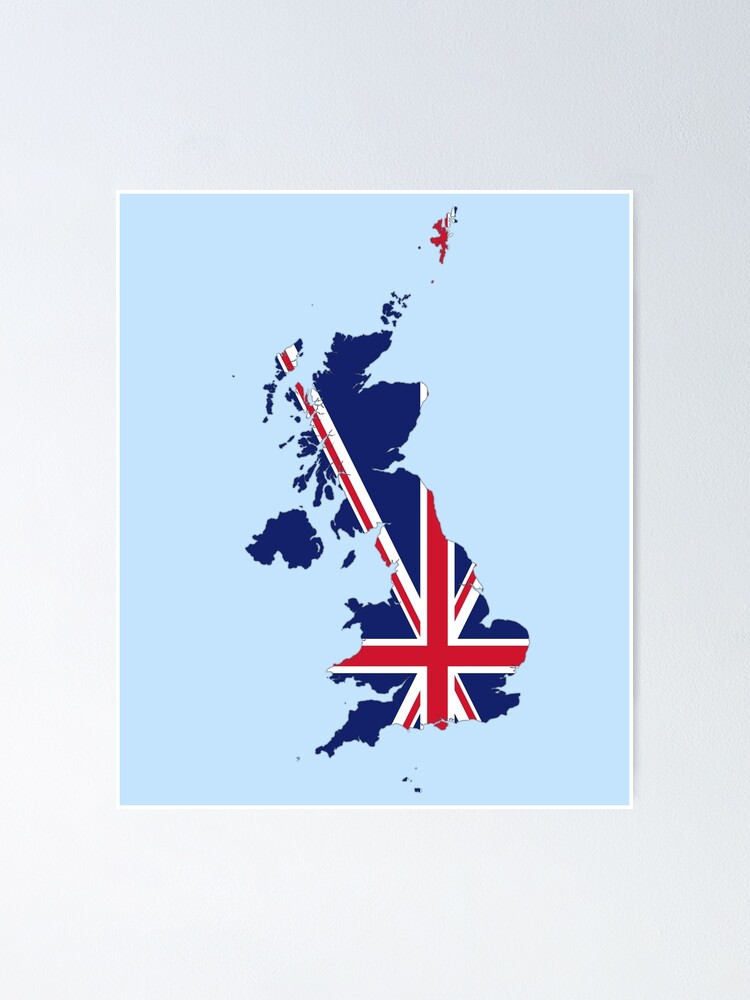 "United Kingdom Flag inside Map of UK " Poster for Sale by mashmosh