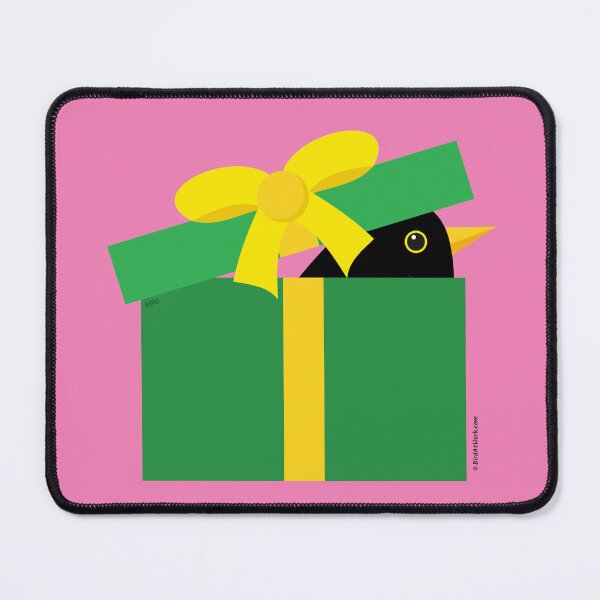 Item preview, Cute Blackbird Peeking Out Of A Gift Box designed and sold by BirdAtWork.