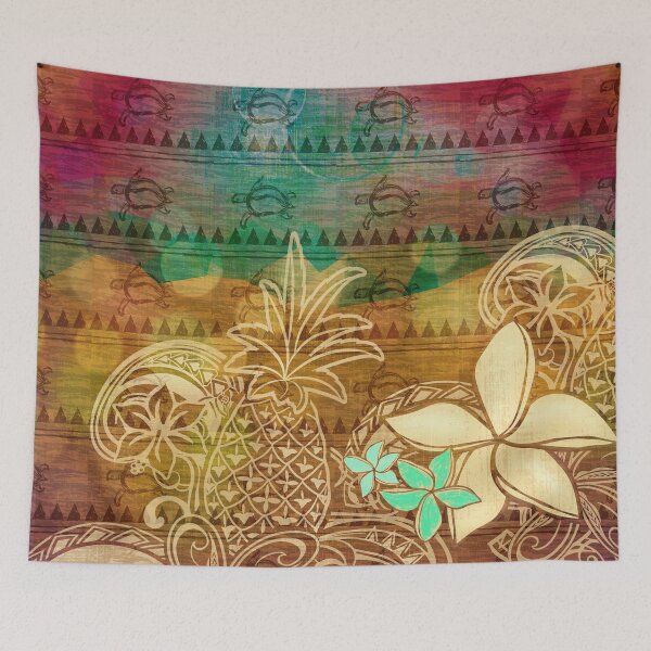 Item preview, Polynesian Turtle And Pineapple Pattern 2072 designed and sold by sunnthreads.