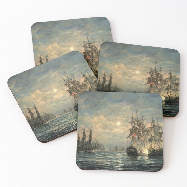 Item preview, Moonlit Encounter: Majestic Sailing Ships in the Ocean designed and sold by SweetMySpot.