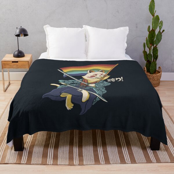 Item preview, Katana Cat Rainbow Flag Japanese Style by Tobe Fonseca designed and sold by Tobe Fonseca®.