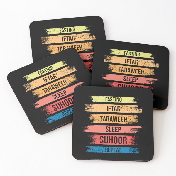 Item preview, Funny Ramadan Mubarak Kareem Present ,Fasting Iftar Taraweeh Sleep Suhoor Repeat, Colorful Distressed Banners designed and sold by pedrored369.