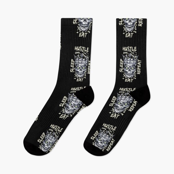 Item preview, Eat Sleep Hustle Repeat Skull Money Vibes Crown Grind Race Driver designed and sold by CarantinedChaos.