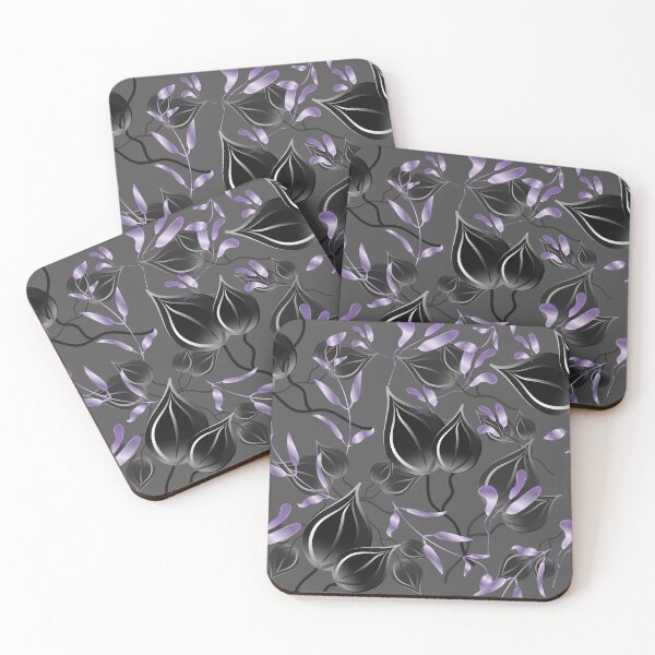 Item preview, Stylish Leaves Purple Black designed and sold by ChantalDesign.