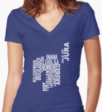 Islay Distillery Map Women's Fitted V-Neck T-Shirt