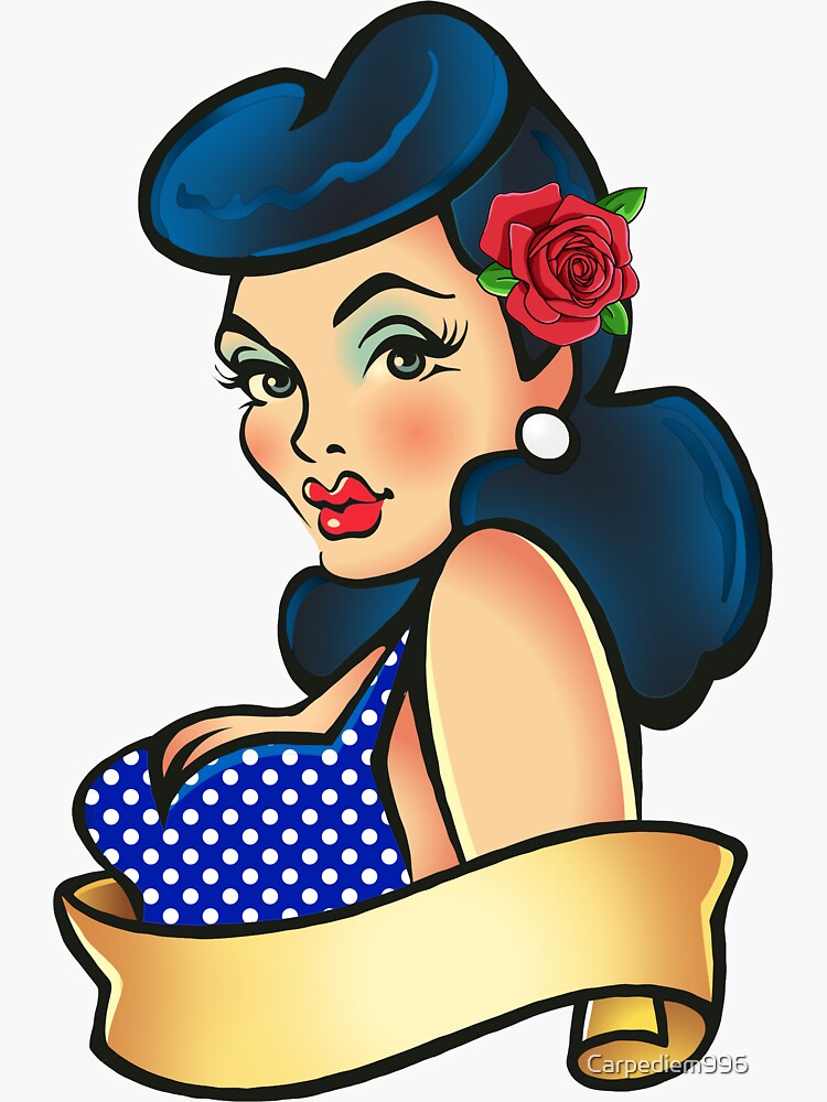 Pin Up Girl Sticker For Sale By Carpediem996 Redbubble 