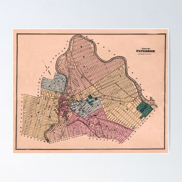 Vista previa del artículo con la obra «Mapa de Paterson 1872», diseñado y vendido por mollyfare.