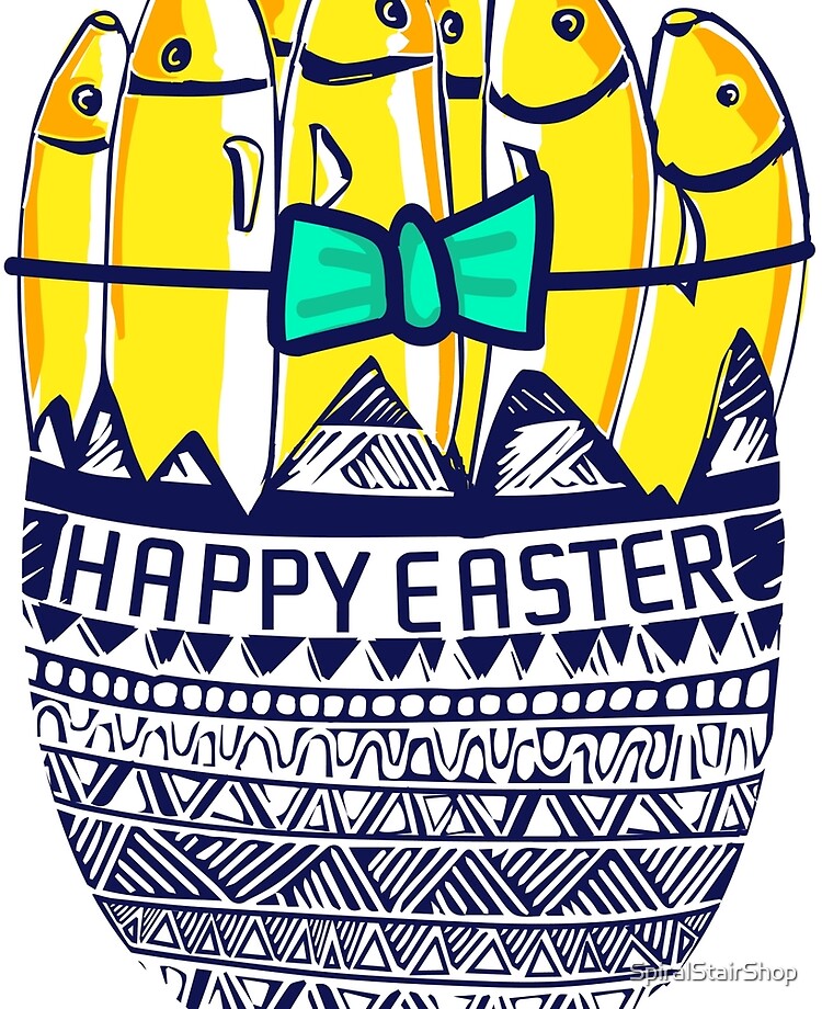 Happy Easter day 2022 egg-fish card 100 %Hand drawn illustration Stickers,  Magnets, Travel Mugs, Scarves, Bags, Tablet Cases & Skins, Blocks