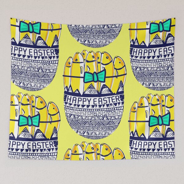 Item preview, Happy Easter day 2022 egg-fish card 100 %Hand drawn illustration Stickers, Magnets, Travel Mugs, Scarves, Bags, Tablet Cases & Skins, Blocks, Coasters, Art Board Prints, designed and sold by SpiralStairShop.