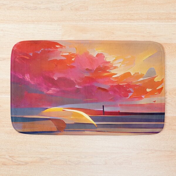Item preview, Sunset Beach Holiday Sky Cartoon Style Block Colour Graphic Print designed and sold by Printopia-.