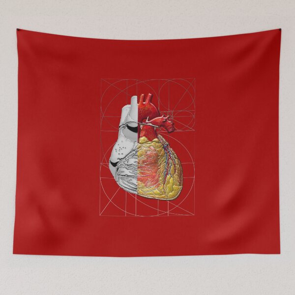 Item preview, Dualities - Half-Silver Human Heart on Red and Black Canvas designed and sold by Serge Averbukh Art Studio.