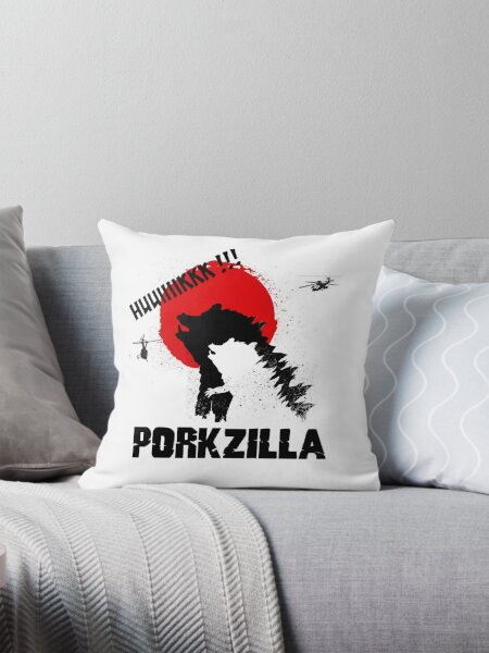 porkzilla - godzilla meme diversion - funny trademark diversion pillows