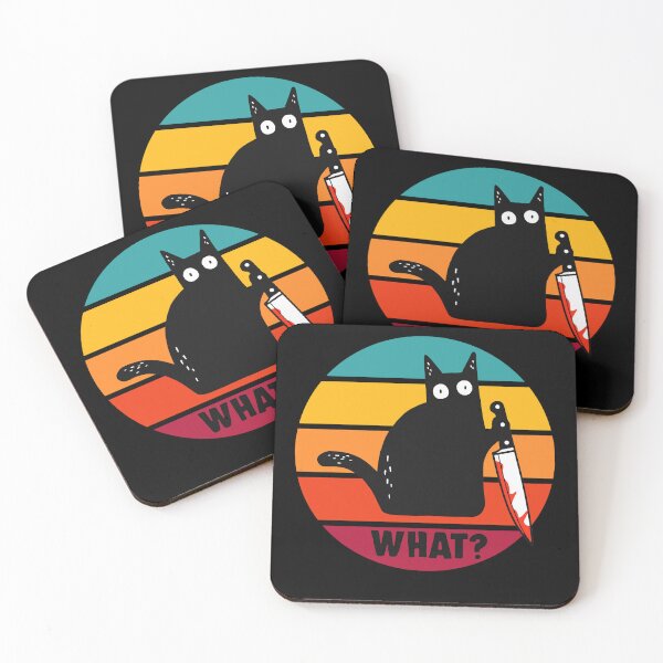 Item preview, Cat What? Funny Murderous Black Cat With Knife designed and sold by enjoytheshirt.