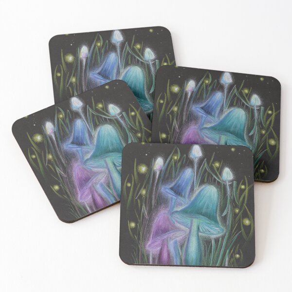 Item preview, Glowing in the Dark Mushrooms and Fireflies designed and sold by NalinneJonesArt.