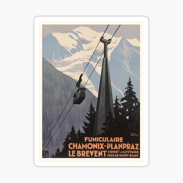 Funicular Chamonix Planpraz, France - Vintage Travel Poster Sticker