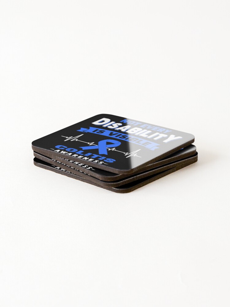 Thumbnail 4 of 5, Coasters (Set of 4), Colitis Awareness - Not Every Disability Is Visible designed and sold by RidnerStore.