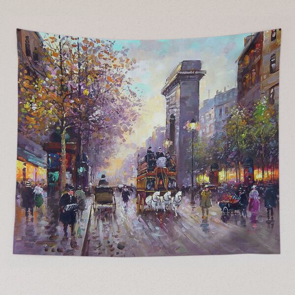 Item preview, Charming Parisian Street Scene with Horse-Drawn Carriage and Bustling Activity designed and sold by SweetMySpot.
