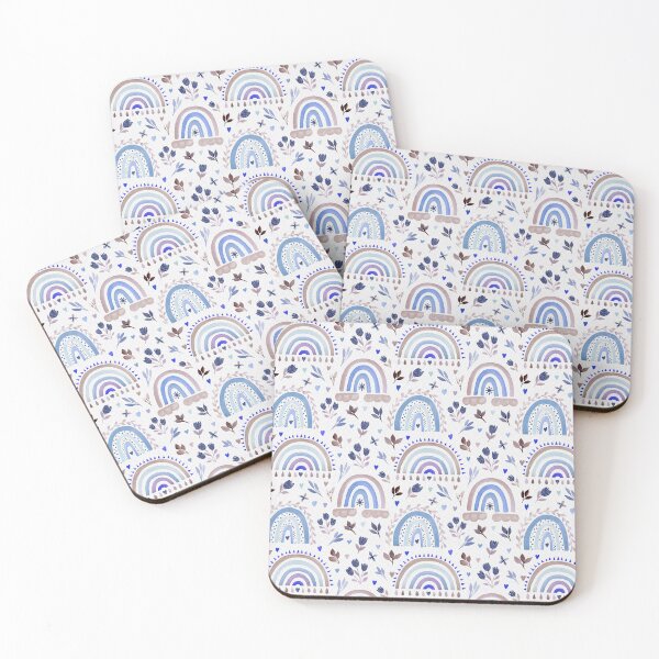 Item preview, Spring Rainbows - Blue Grey with Metallic designed and sold by Rachel Dash-Williams Creative.