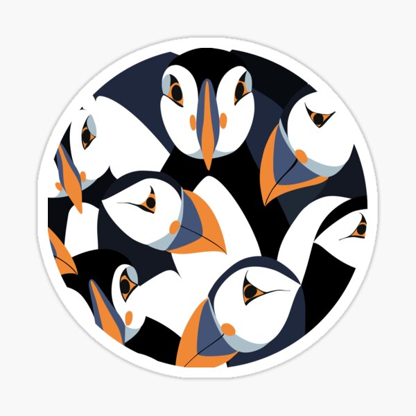 Item preview, Puffins with orange beaks designed and sold by Griffletta.