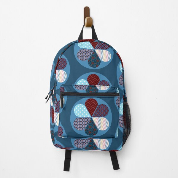 Item preview, Awesome Patchwork Flower with Six Patterned Petals on Denim Blue designed and sold by CreateShape.