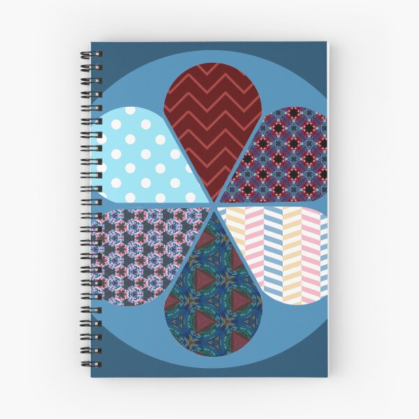 Artikelvorschau, Fantastische Patchwork-Blume mit sechs gemusterten Blütenblättern auf Denim Blue entworfen und verkauft von CreateShape.