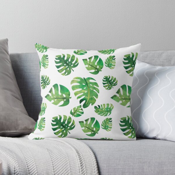 Monstera Plant Texture Throw Pillow