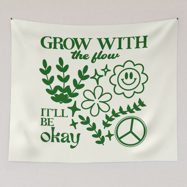Item preview, Grow with the flow, graphic minimalistic design -  Motivational Quote designed and sold by SabrinaGold.