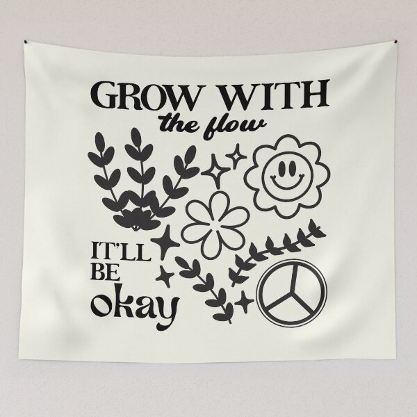 Item preview, Grow with the flow, graphic minimalistic design -  Motivational Quote designed and sold by SabrinaGold.