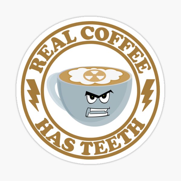 Vista previa del artículo con la obra «El café real tiene dientes», diseñado y vendido por mrtraz.