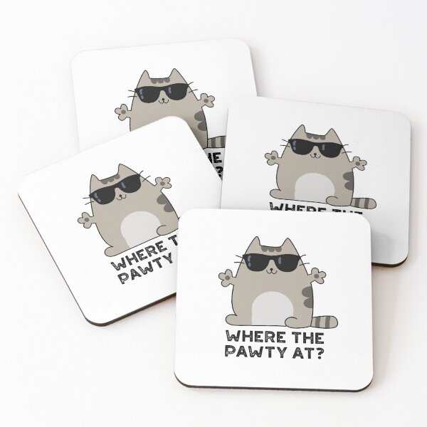 Item preview, Where The Paw-ty At Funny Party Cat Pun designed and sold by punnybone.