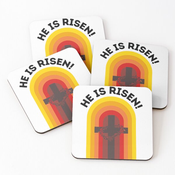 Item preview, He is Risen - Happy Easter - Jesus Christ is Good- retro sunrise on the cross designed and sold by Lumia Creations.