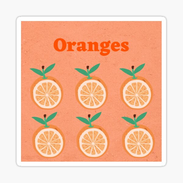 "Oranges Graphic Design On Light Orange Background" Sticker by debmund