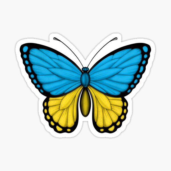 Ukrainian Flag Butterfly Sticker