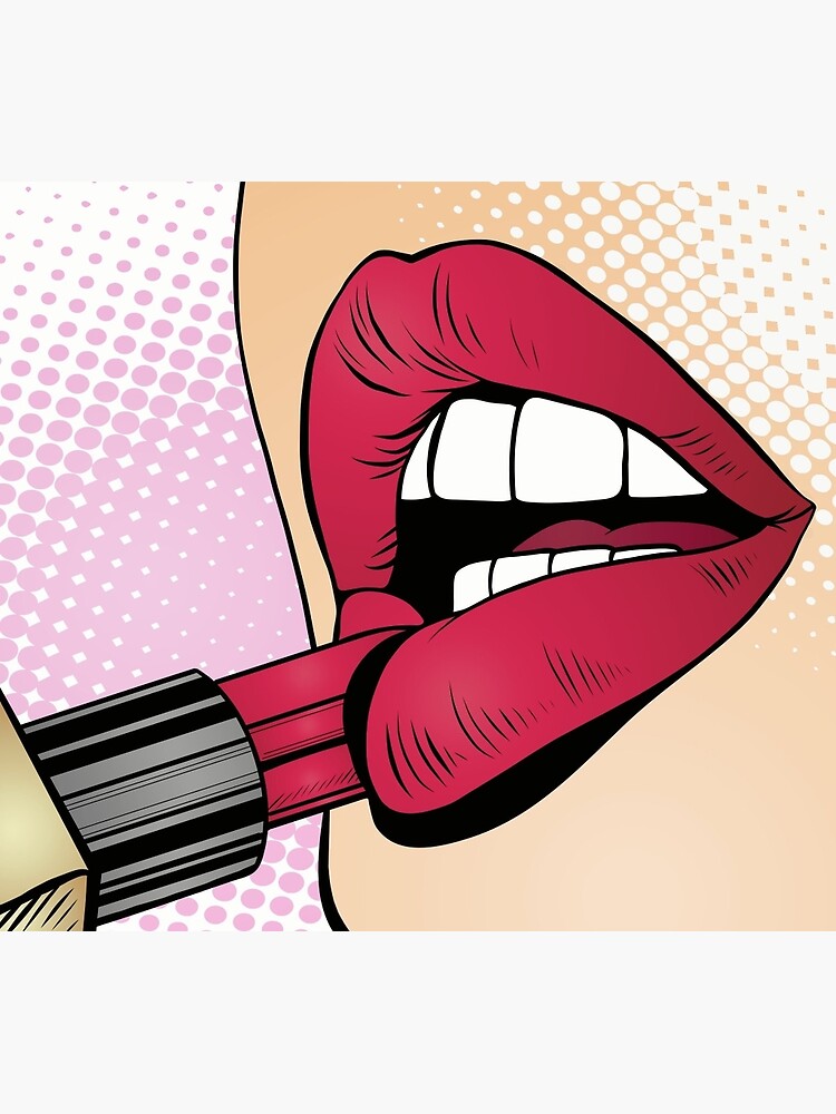 "Cartoon Lipstick Lip" Canvas Print by aprilandtara Redbubble