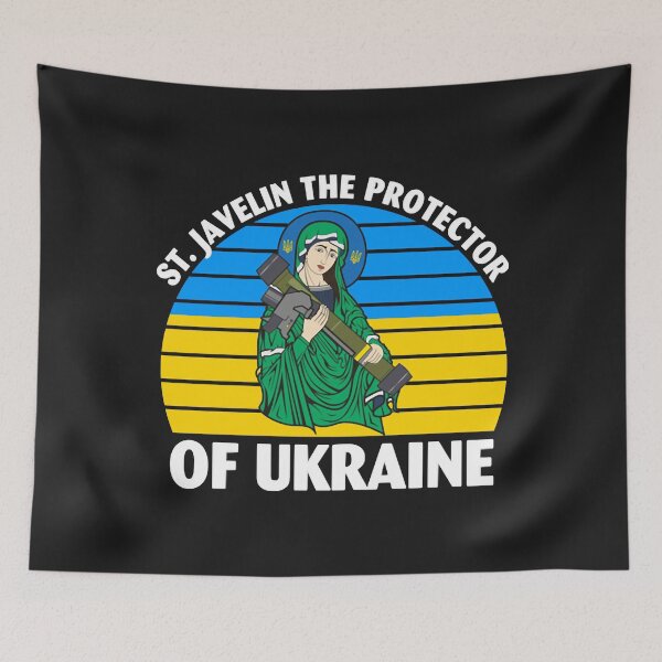 Aperçu de l'œuvre Saint Javelin Le protecteur de l'Ukraine Drapeau ukrainien créée et vendue par CathrineStark.