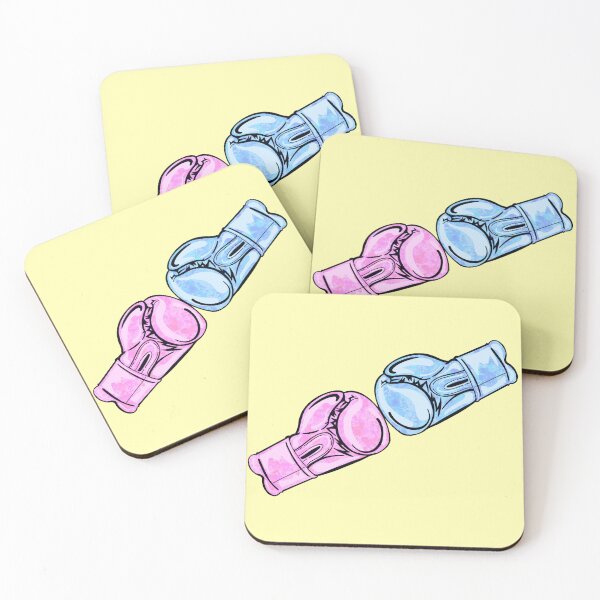 Item preview, Pink And Blue Gloves With Yellow Background  designed and sold by missmann.