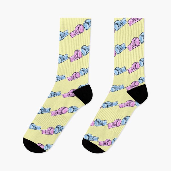 Item preview, Pink And Blue Gloves With Yellow Background  designed and sold by missmann.