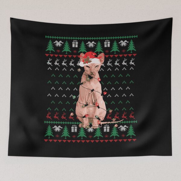 Item preview, Sphynx cat christmas trees night designed and sold by jackienorfolkal.