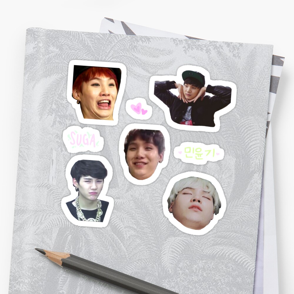 bts suga sticker sheet stickers by teafeathers redbubble