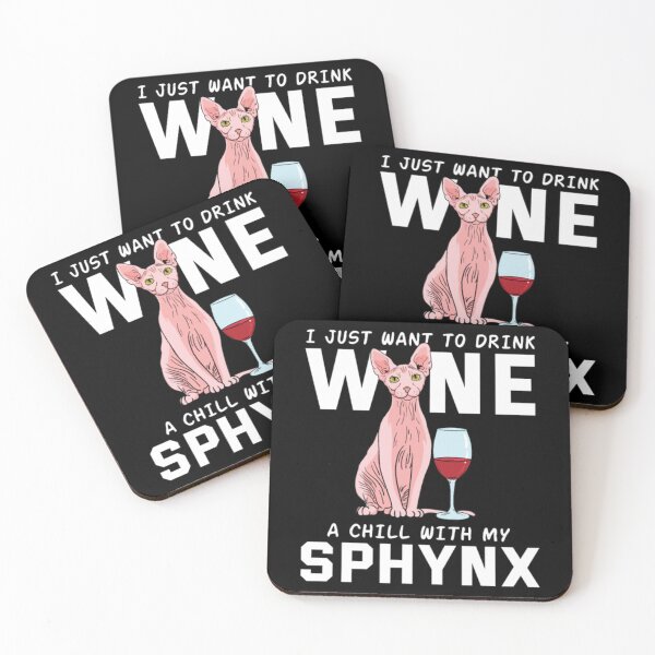 Item preview, Just want drink wine with sphynx cat designed and sold by jackienorfolkal.
