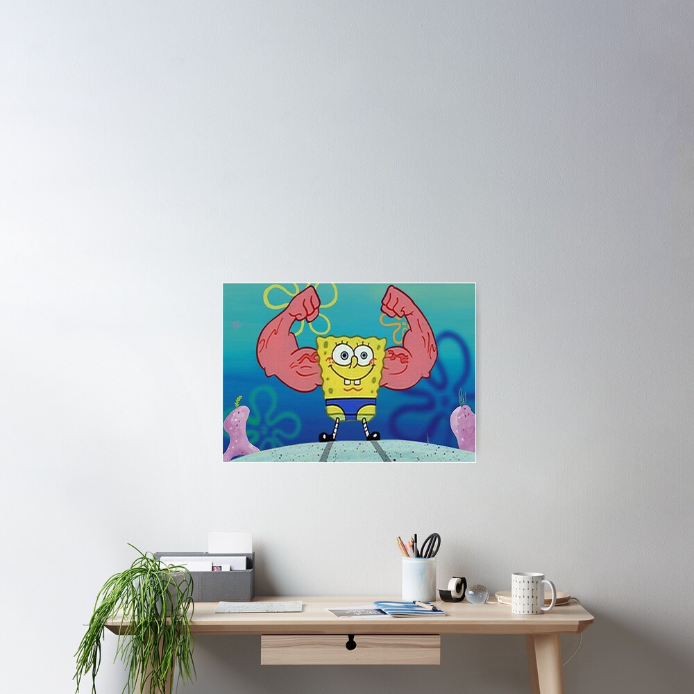 Póster «Cartel de Bob Esponja levantando pesas» de mooreroy Redbubble
