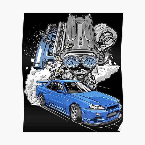 "Rb26 Poster Skyline R34 Gifts" Poster for Sale by MarisaPinto6854 ...
