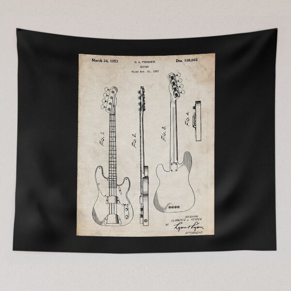 Item preview, Fender Precision Bass Guitar US Patent Art Poster designed and sold by linzhsantosf.