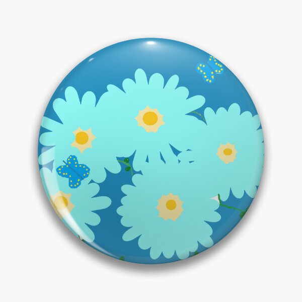 Item preview, Aqua Flowers with Yellow, Gold and Blue Butterfly On Blue Background designed and sold by DesignsByMuriel.