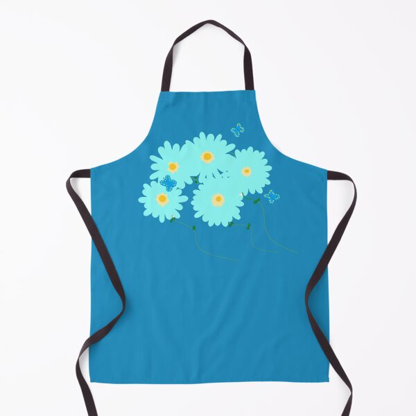 Item preview, Aqua Flowers with Yellow, Gold and Blue Butterfly On Blue Background designed and sold by DesignsByMuriel.