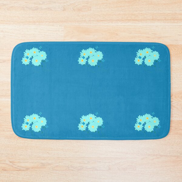 Item preview, Aqua Flowers with Yellow, Gold and Blue Butterfly On Blue Background designed and sold by DesignsByMuriel.