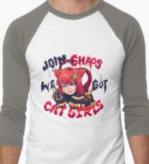 Join Chaos, we got Cat Girls! Men's Baseball ¾ T-Shirt