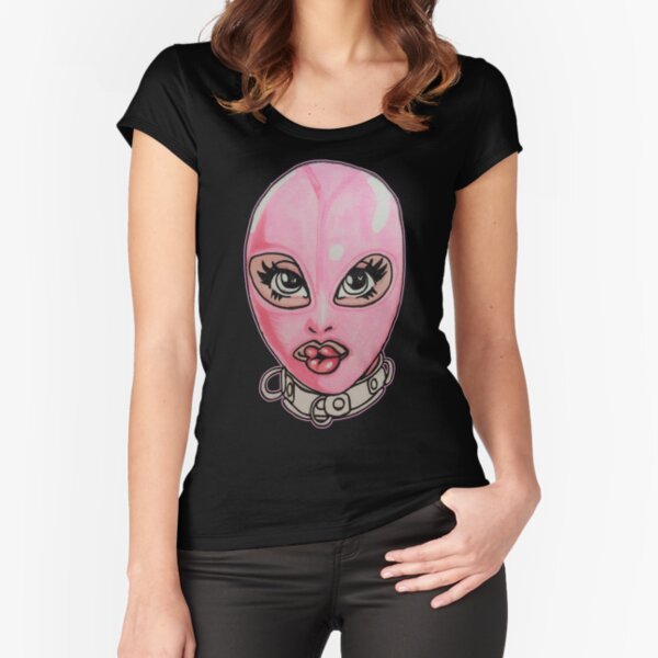 Pink Latex Hood Fitted Scoop T-Shirt