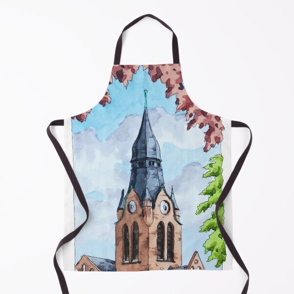 Item preview, The Pfingstkirche in Friedrichshain Watercolor Sketch Painting designed and sold by TeeBruh.