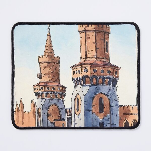 Item preview, A brick gothic bridge watercolor urban sketch painting designed and sold by TeeBruh.